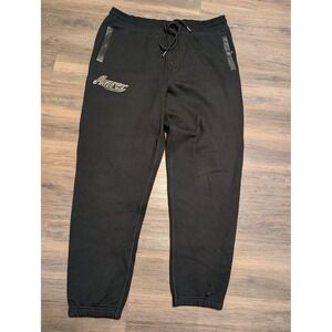 Avirex Mens XL Black Aces Fleece Jogger Sweatpants Embroidered‎ Logo Streetwear